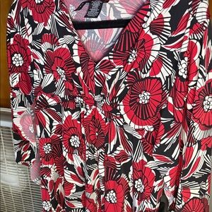 Mixit Red and Black Floral Blouse